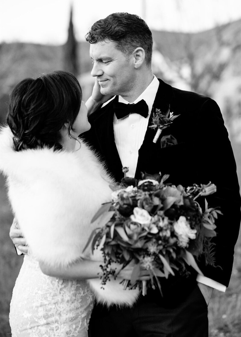 Portrait of a bride and groom at a wedding in Sonoma