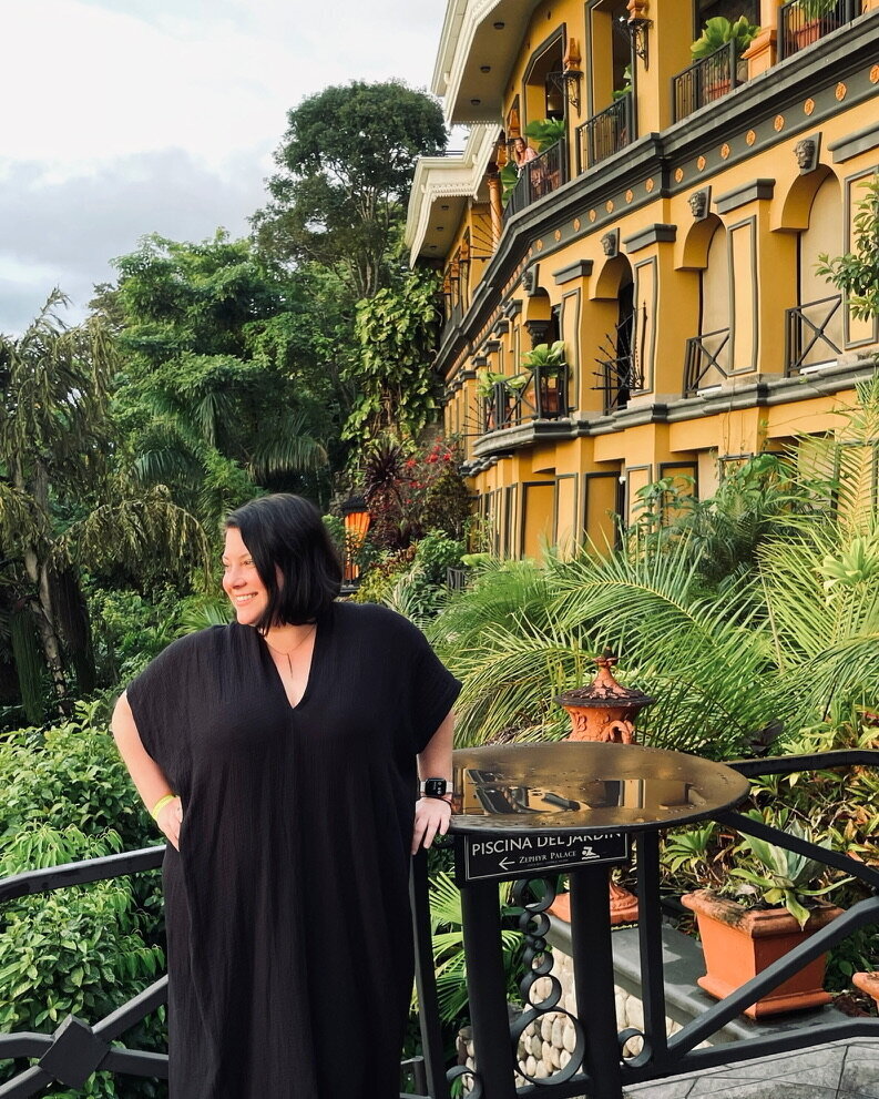 Dana visiting a palace wedding location