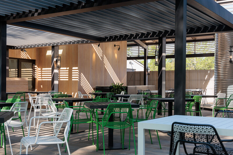 the patio seating area