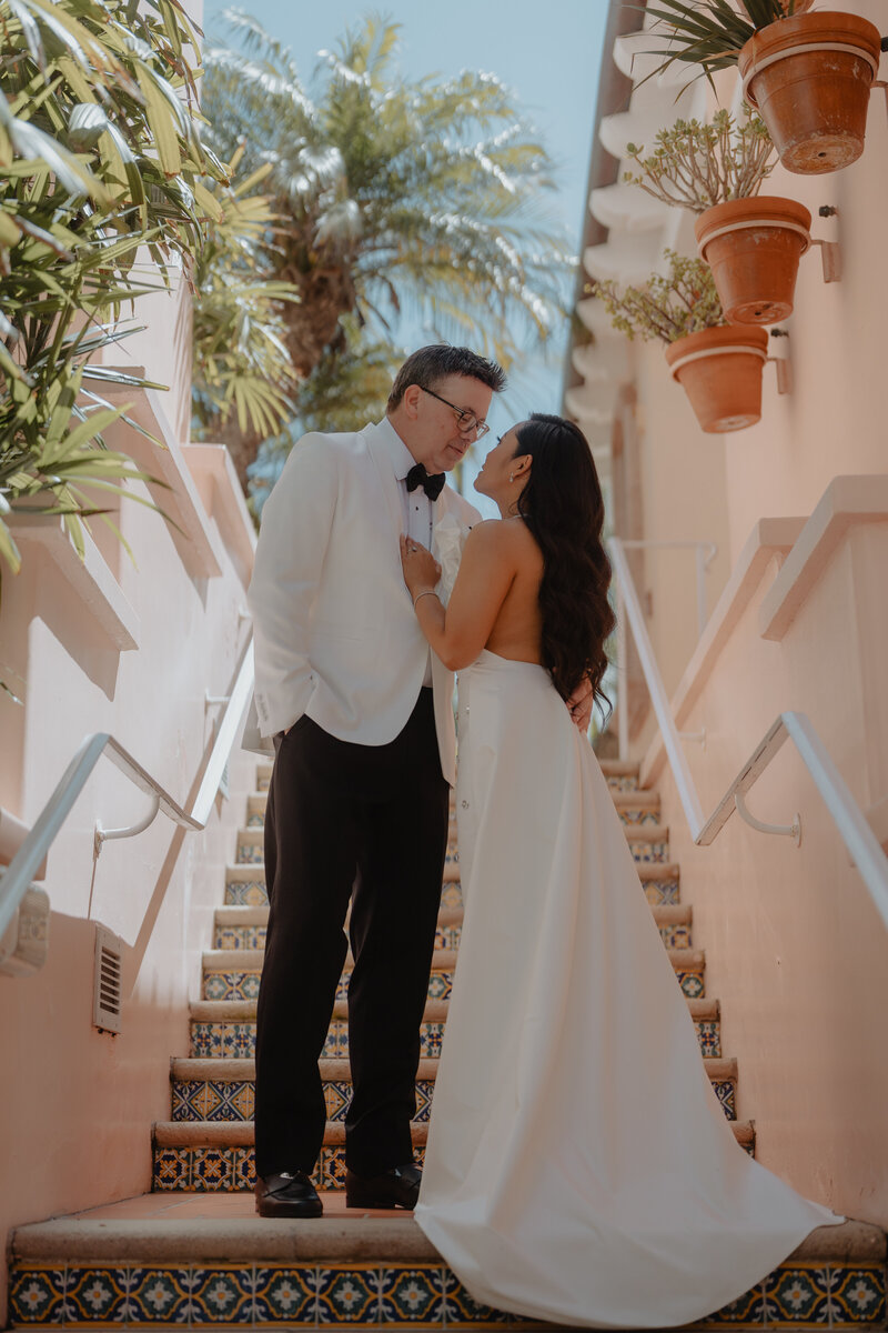 Timeless and stylish wedding portrait of Los Angeles couple