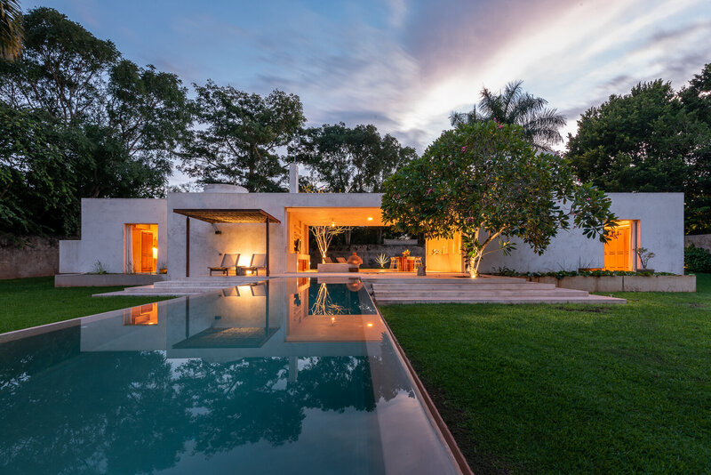 sunset at a luxury hacienda in merida mexico