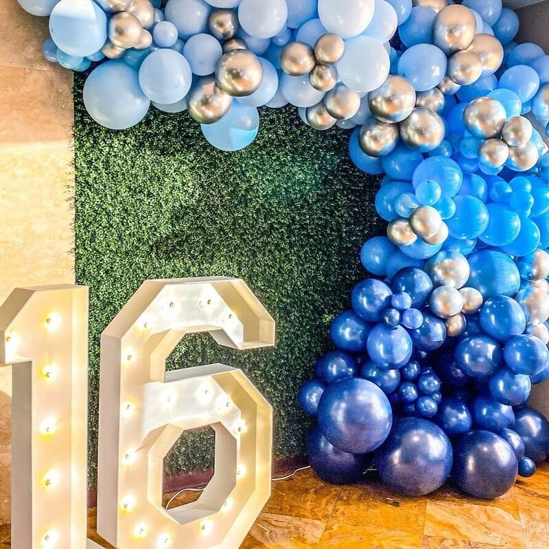 big 16 light up numbers with balloons