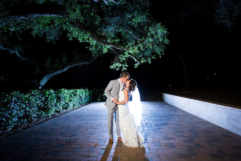romantic night image bride and groom