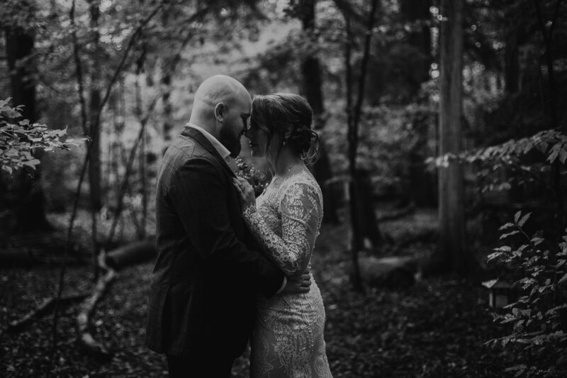 bride and groom wedding portraits in black and white at the Ashwood Inn