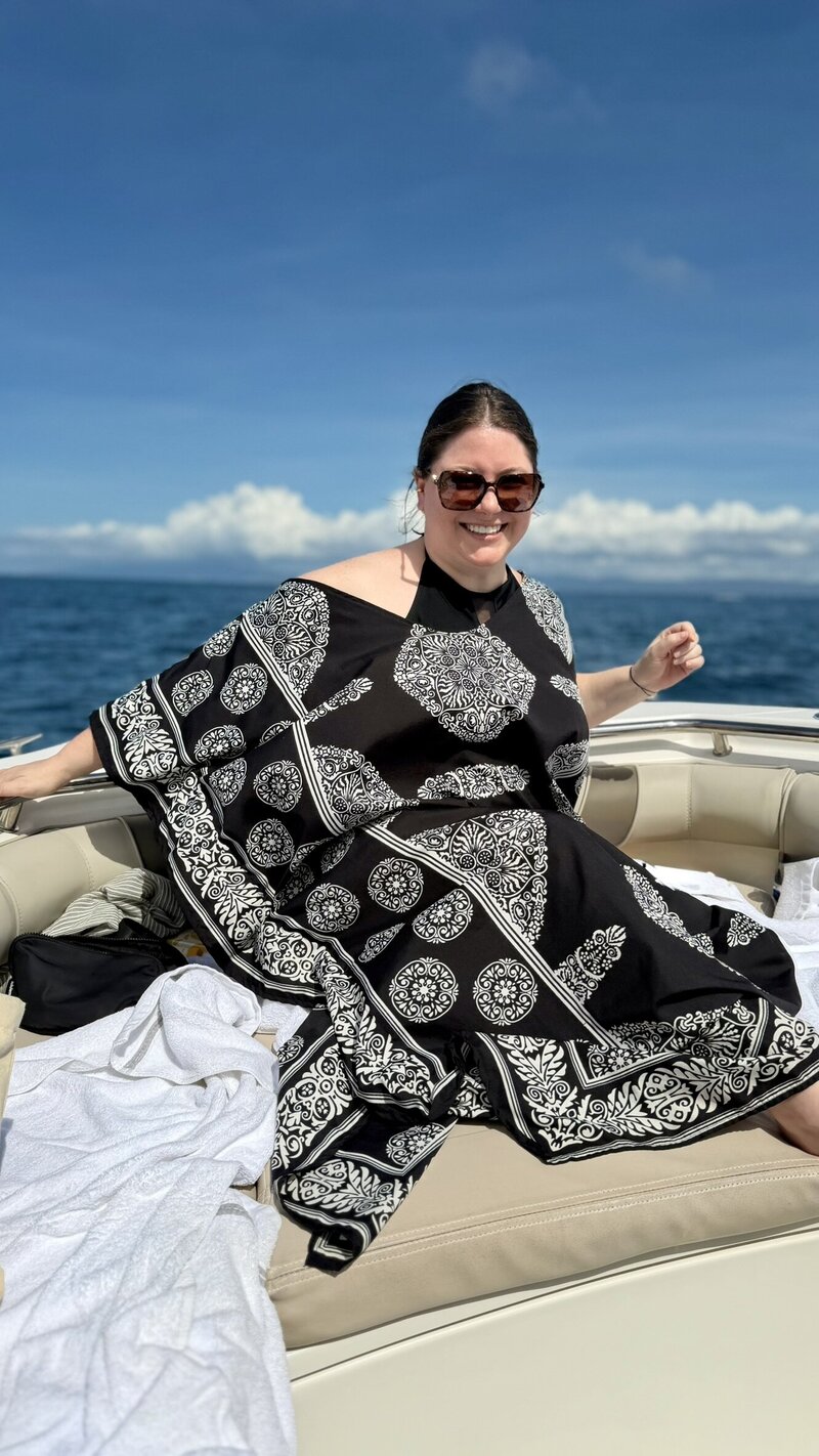 Dana sailing to Monkey Island in Costa Rica