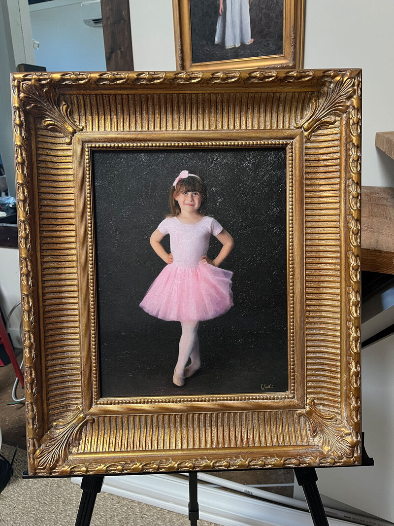 2024 LUXE Painted Portraits Young Ballerina Painting Framed_3368 Web