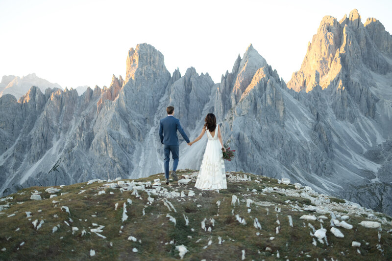 Adventure elopement in the Dolomites mountains captured by destination elopement photographers Kollar Photography