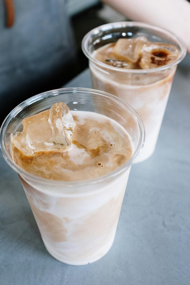 Detail photo of an iced coffee in Boone, NC