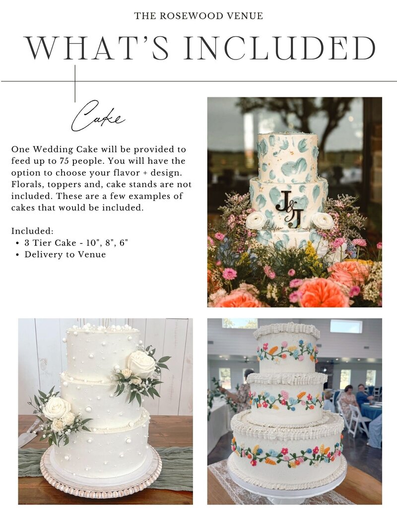Wedding Cake Baker Little Blonde Baker Winnsboro texas at The Rosewood Venue All inclusive wedding east texas wedding cake ideas