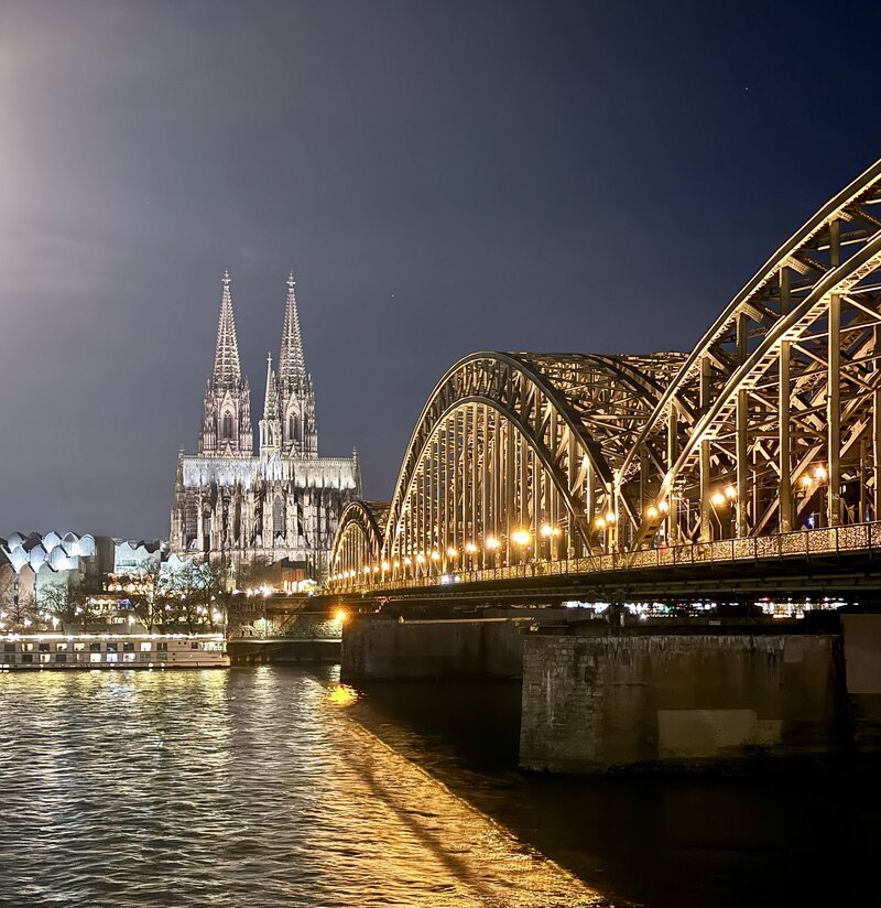 Cologne Germany bridge at night 4