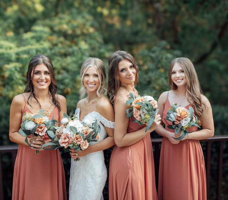 The English Manor | Bride and Bridesmaids Smiling During Summer Wedding | Ocean Township, New Jersey