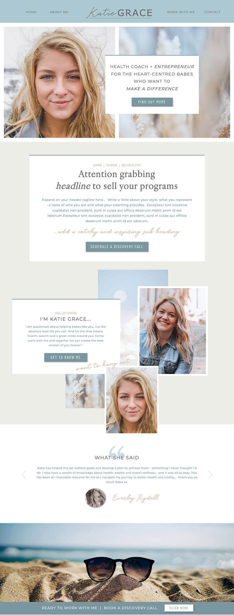 Bold and sassy Showit Website Template - welcome to Katie Grace