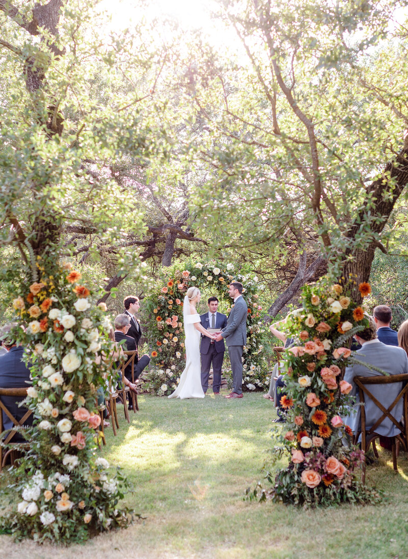 An outdoor wedding ceremony in Austin Texas