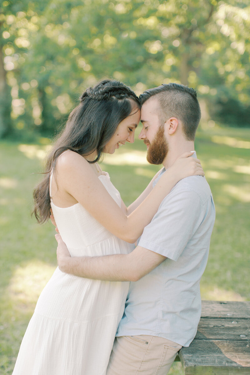 couple with their foreheads together