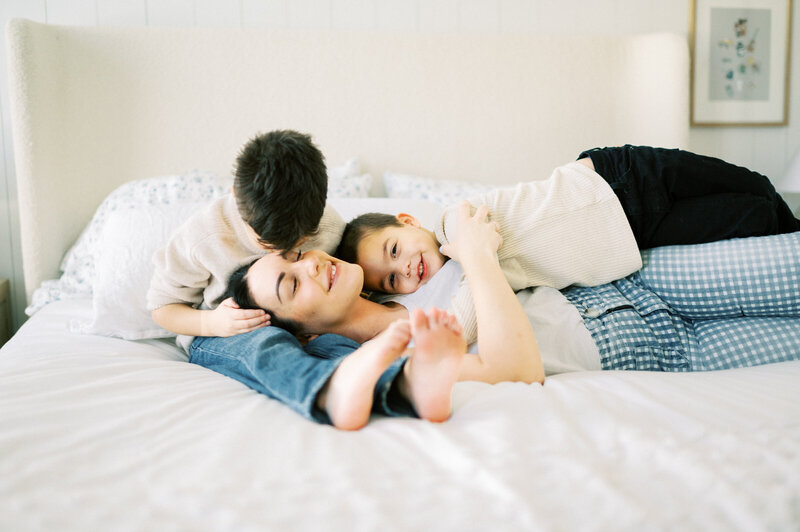 In-home photography session with two boys and their mom