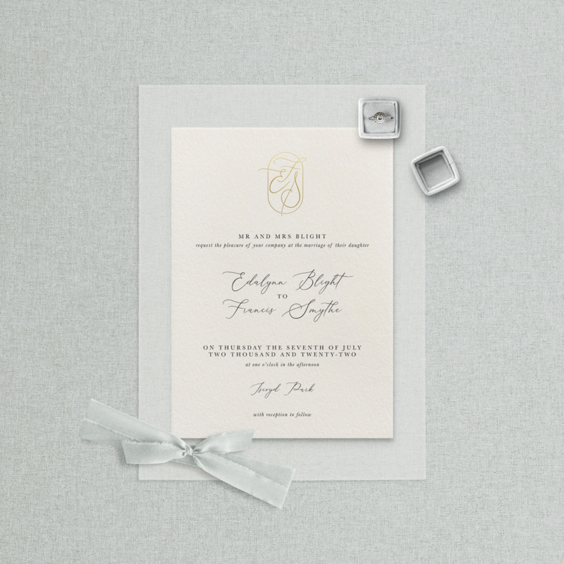 Harriet - Monogram Wedding Invitation. 