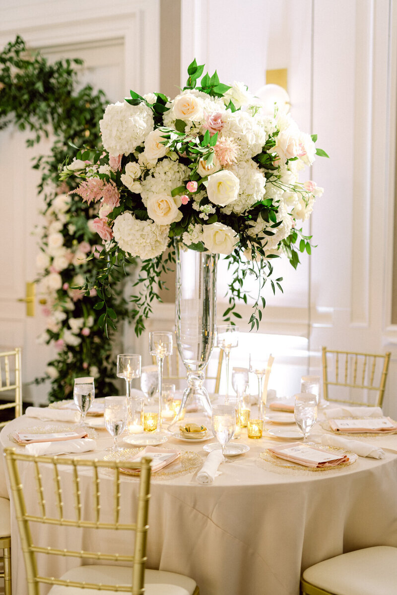 Swank Soiree Dallas Wedding Planner Lauren and Ashton at the Crescent Hotel - reception tablesetting
