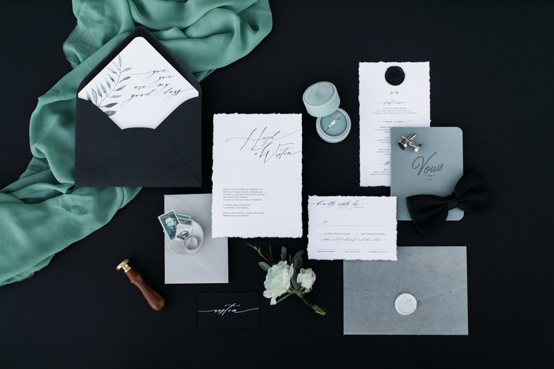 Announce your philadelphia black tie wedding with elegant stationery