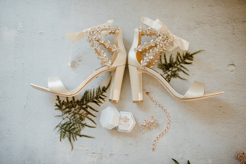 brides heels and ring for wedding in Joshua Tree