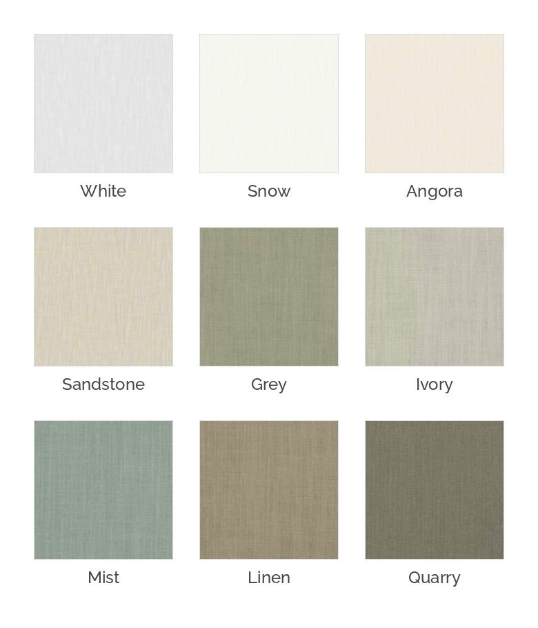 Linen-look fabric colors for stationary drapery side panels