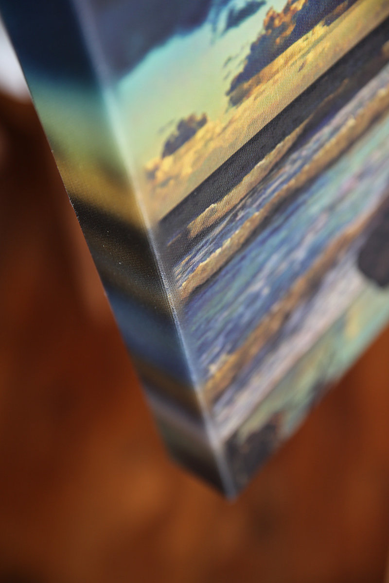 Close up of corner of canvas print. By Ross Photography, Trinidad, W.I..