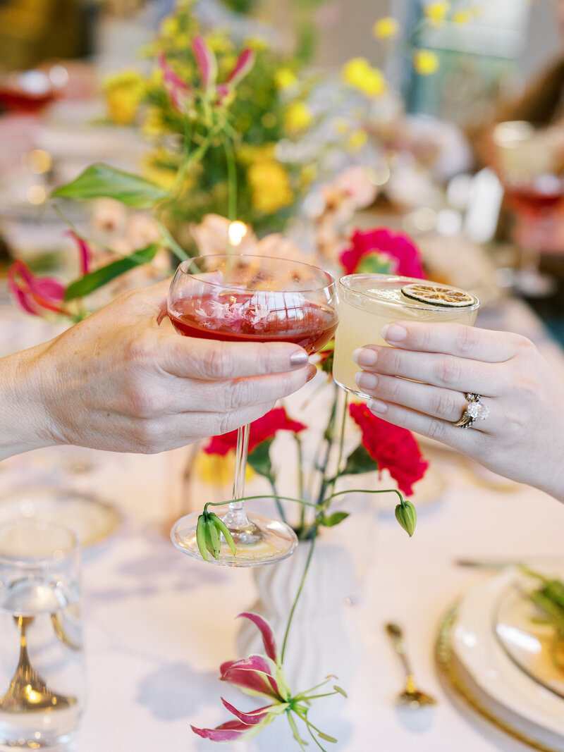 An outdoor wedding welcome party in Austin Texas