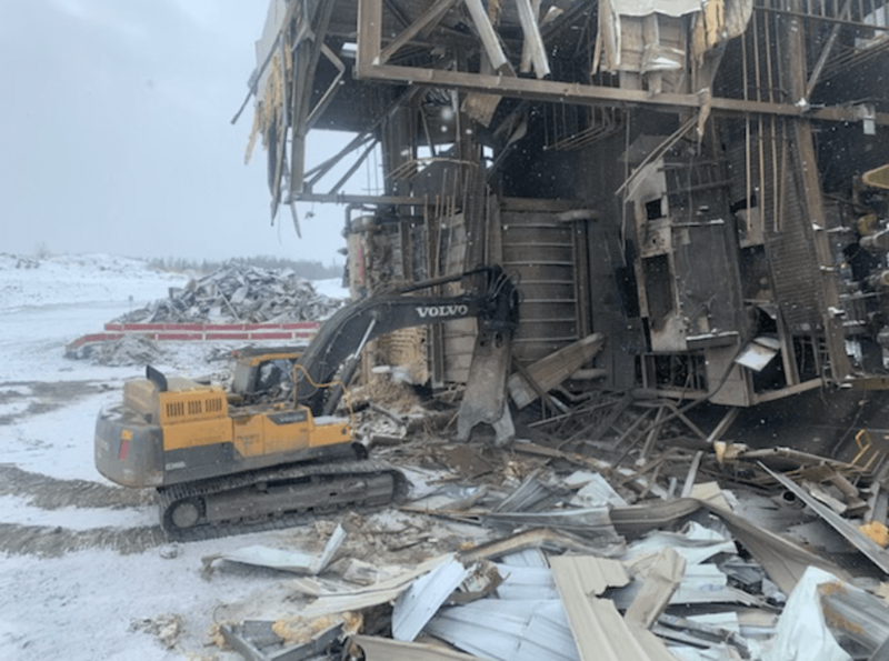 a demolition of an industrial  building