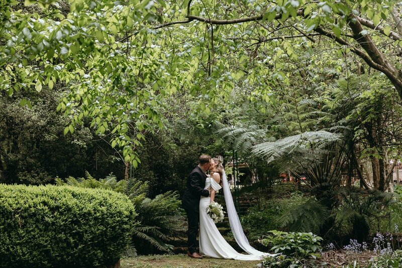 Bride and groom getting married and eloping