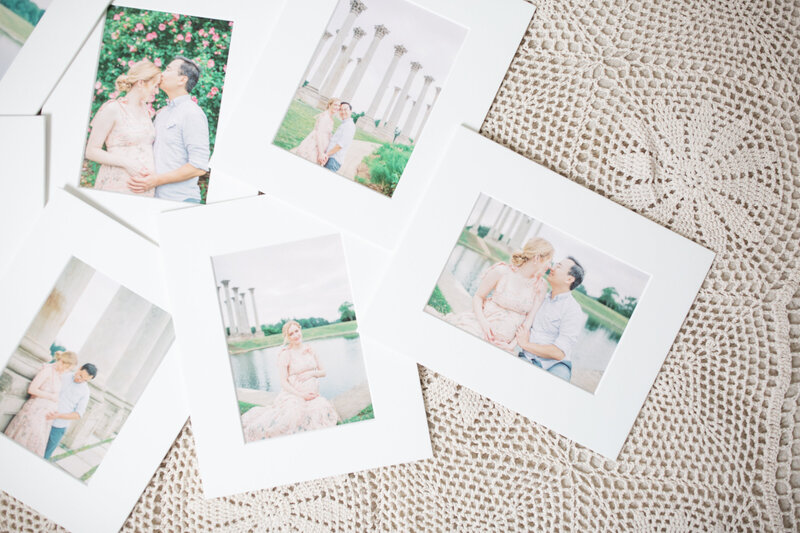 Matted 5x7 prints of a maternity session at the National Arboretum