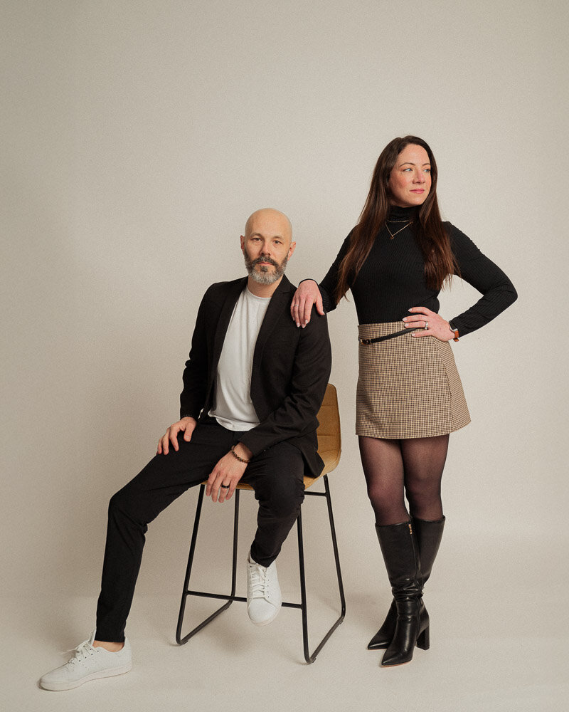 Editorial Wedding Photographers in Philadelphia pose for a portrait