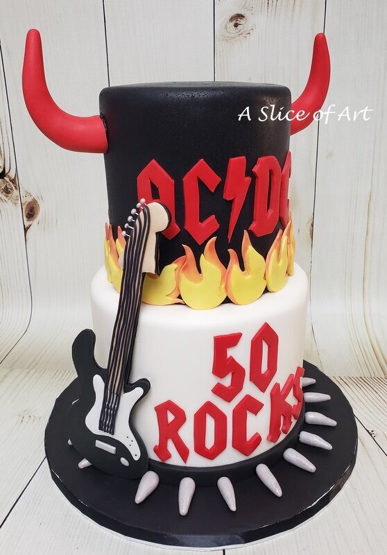 AC/DC rock cake with fondant guitar