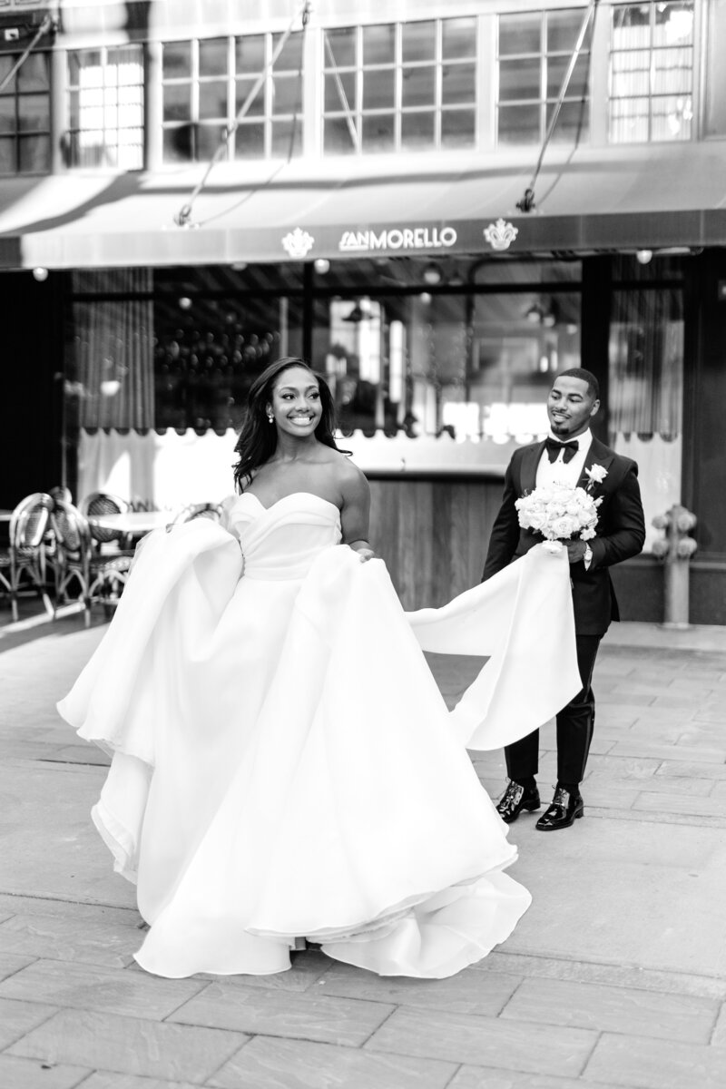 African American Bride and Groom in their Detroit city elopement. 