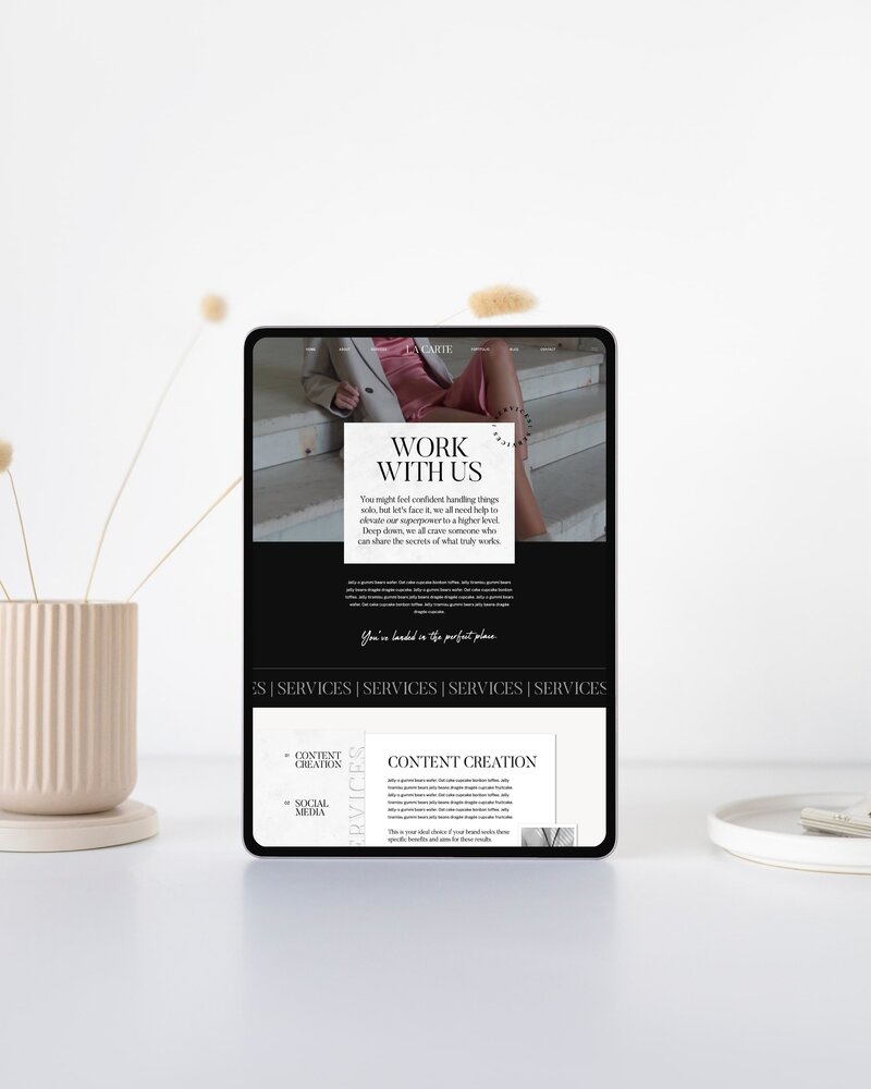 lacarte showit template services pageparadise ipad
