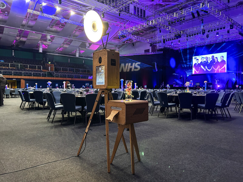 Premium party entertainment modern wooden photo booth hire for Cheltenham corporate events, weddings, private parties, brand launches and more