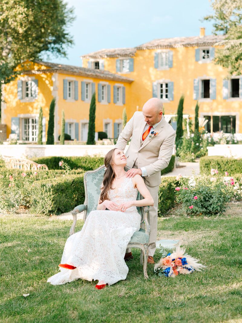 Bride and Groom Photoshoot Session Inside the Domaine in Provence, France