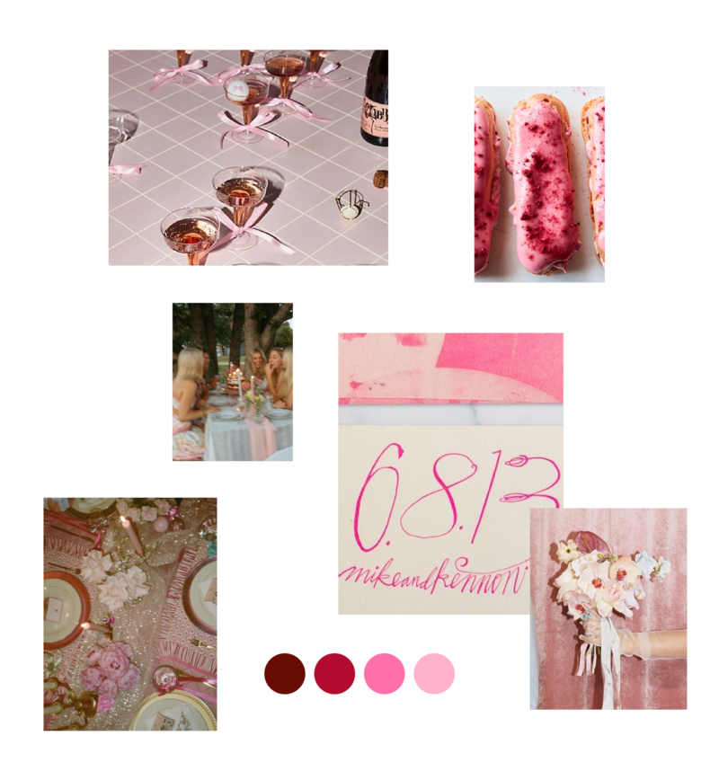 Collage graphic of a moodboard from Pinterest with a minimal, refined, contemporary theme