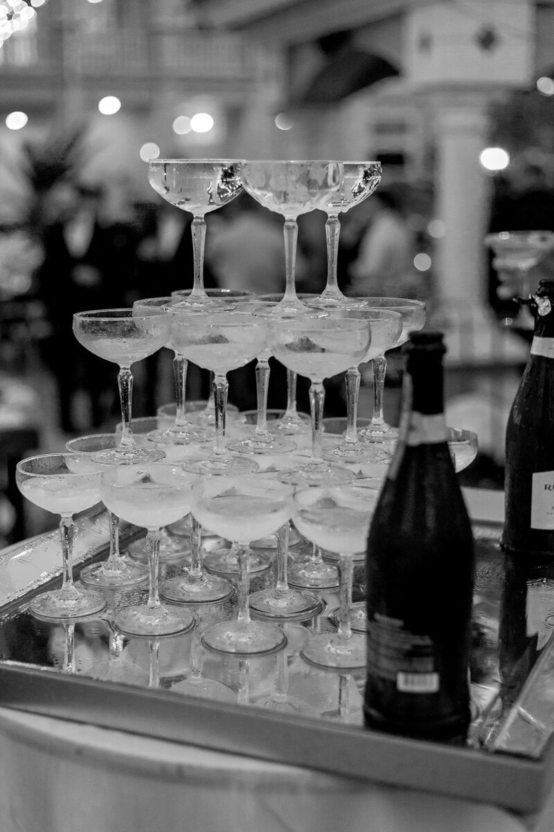 Champage tower at The Club at The Strand wedding