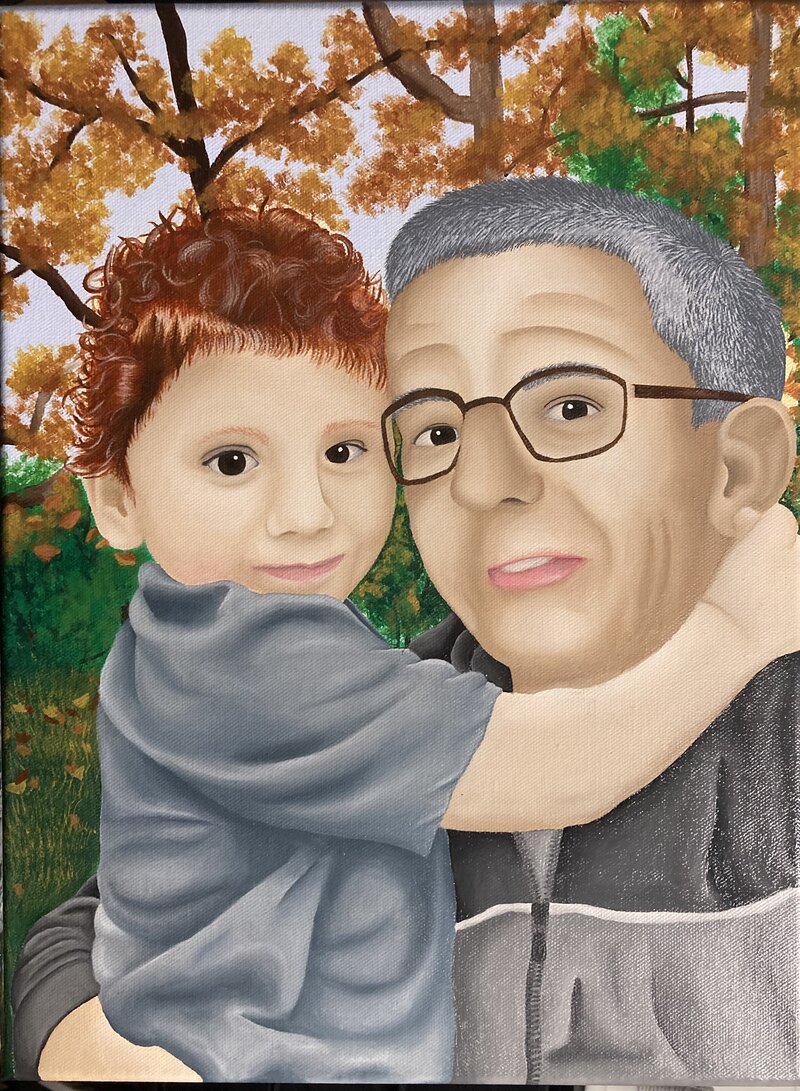 Memorial portrait grandpa and grandson