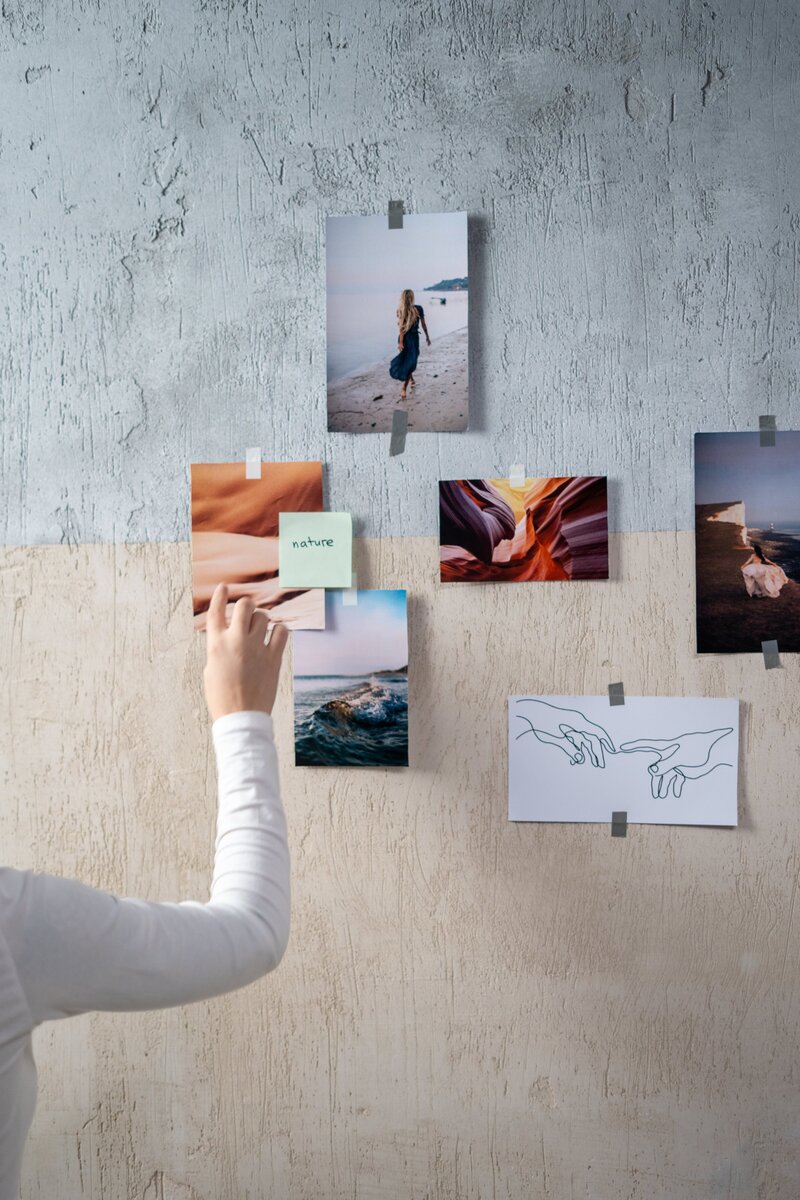 Person designing a custom brand identity mood board