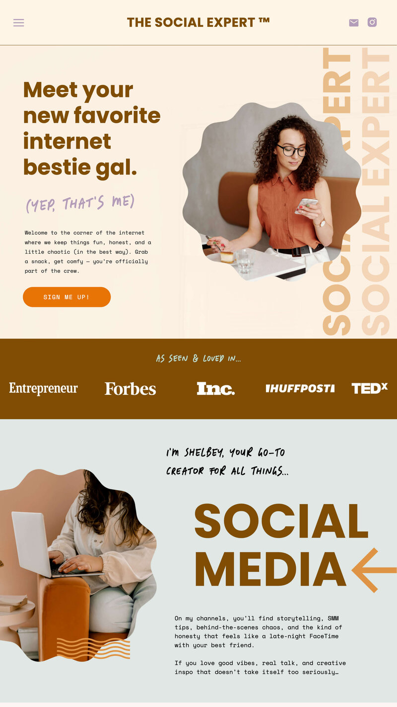 kimberly showit website template homepage design for coachhes and course creators