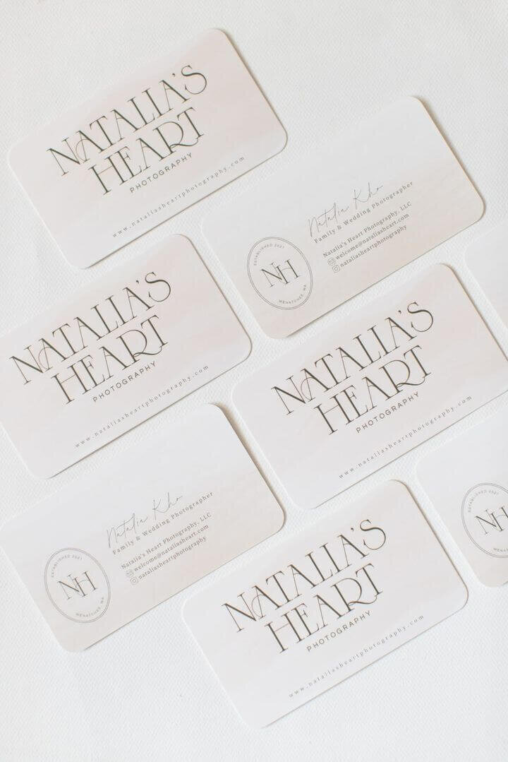 Photographer business card design for Natalia's Heart Photography