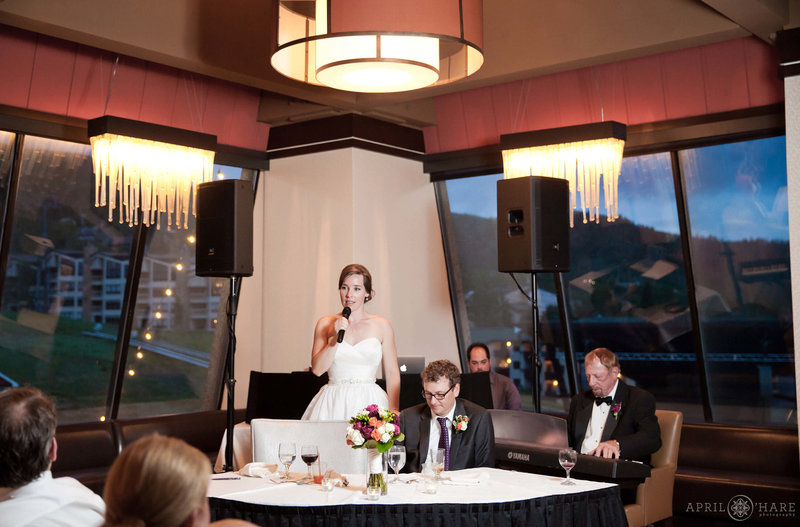 Wedding reception set up at Sheraton Steamboat Resort Villas restaurant in Colorado