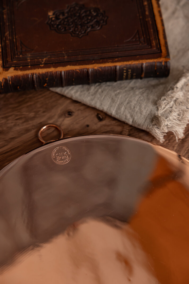 Coppermill Kitchen Round 11' or 12' Copper Baking Tray with tin lining