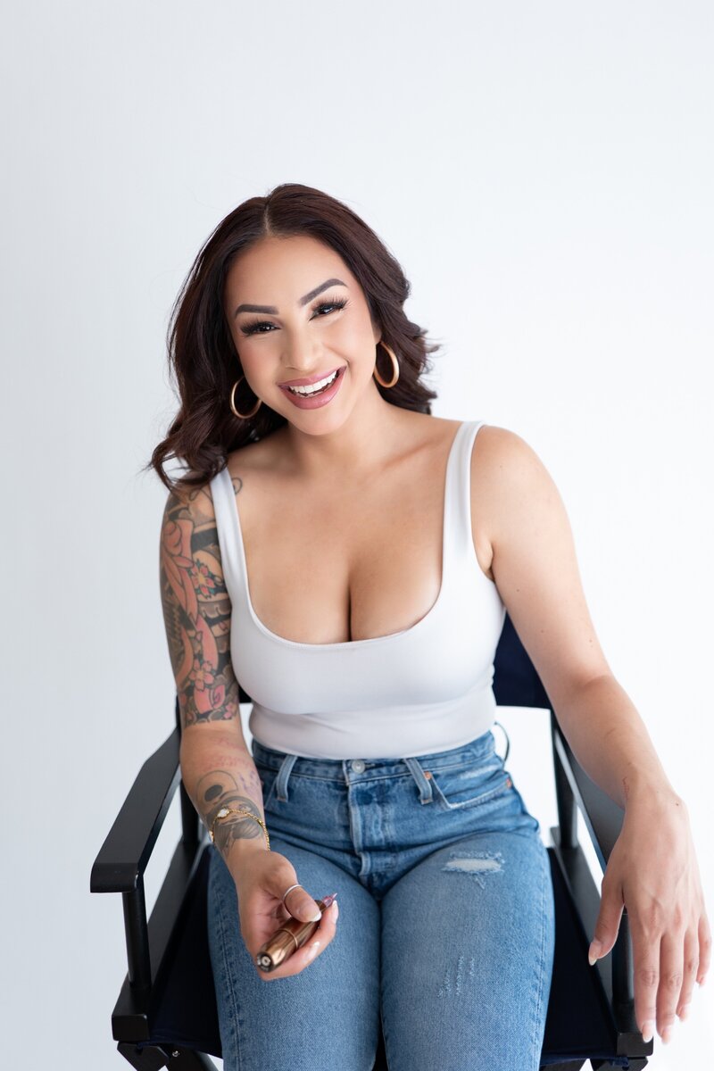 erika sitting on chair