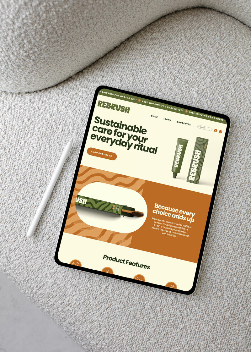 Screenshot of Rebrush branding and custom Showit website by Soltide