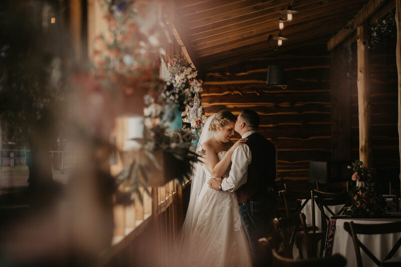 bride and groom in an intimate setting at resplendent garden for amarillo wedding