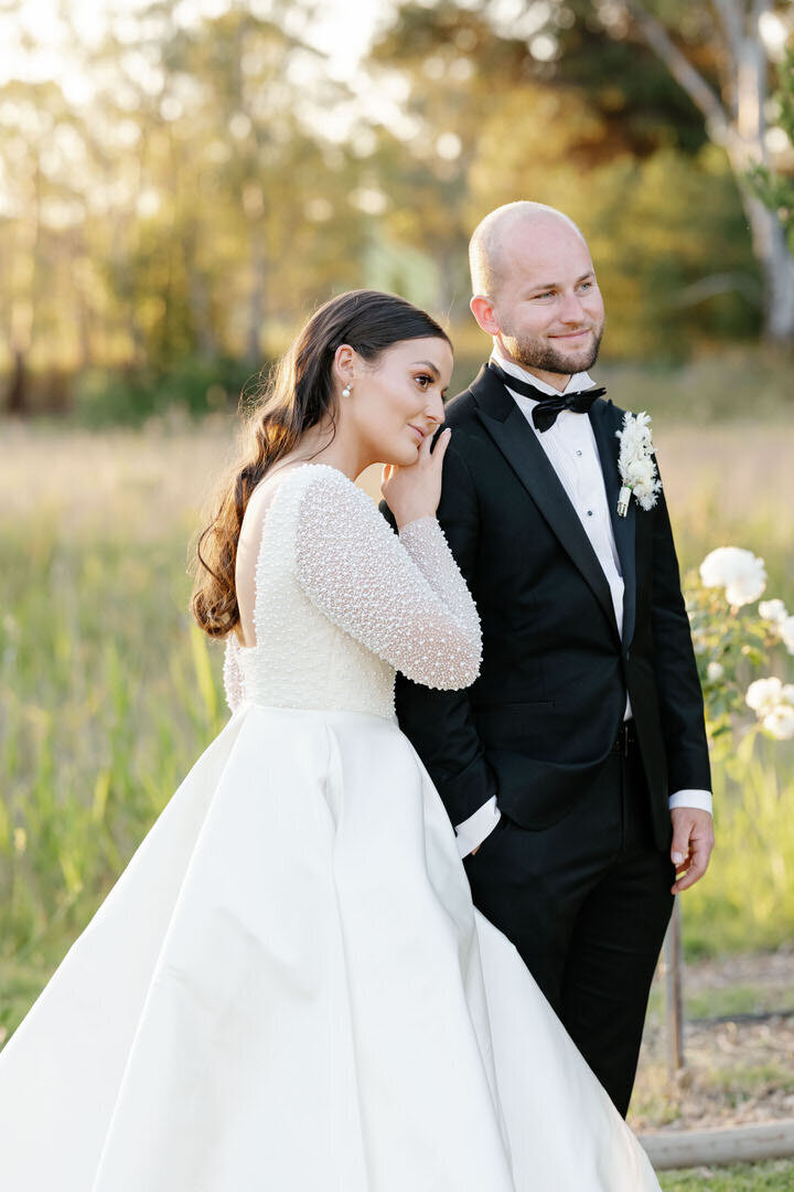 Close up portraits of bride and groom on their wedding day