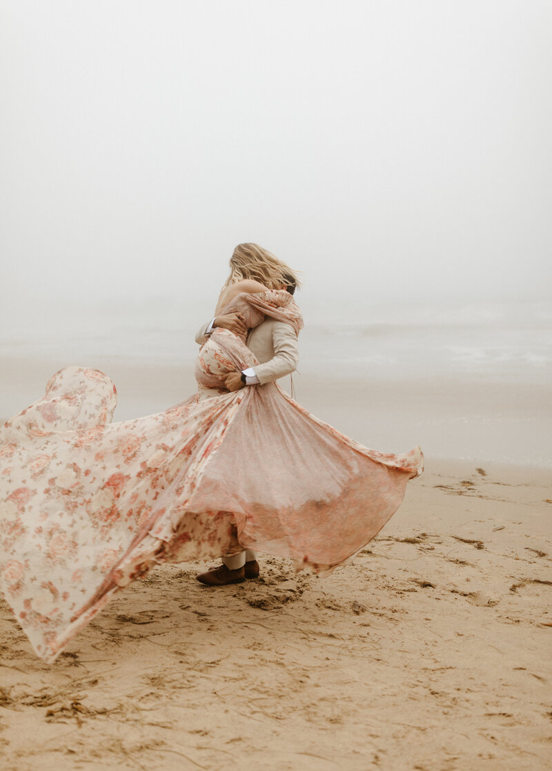 bride and groom at beach elopement in Huntington Beach