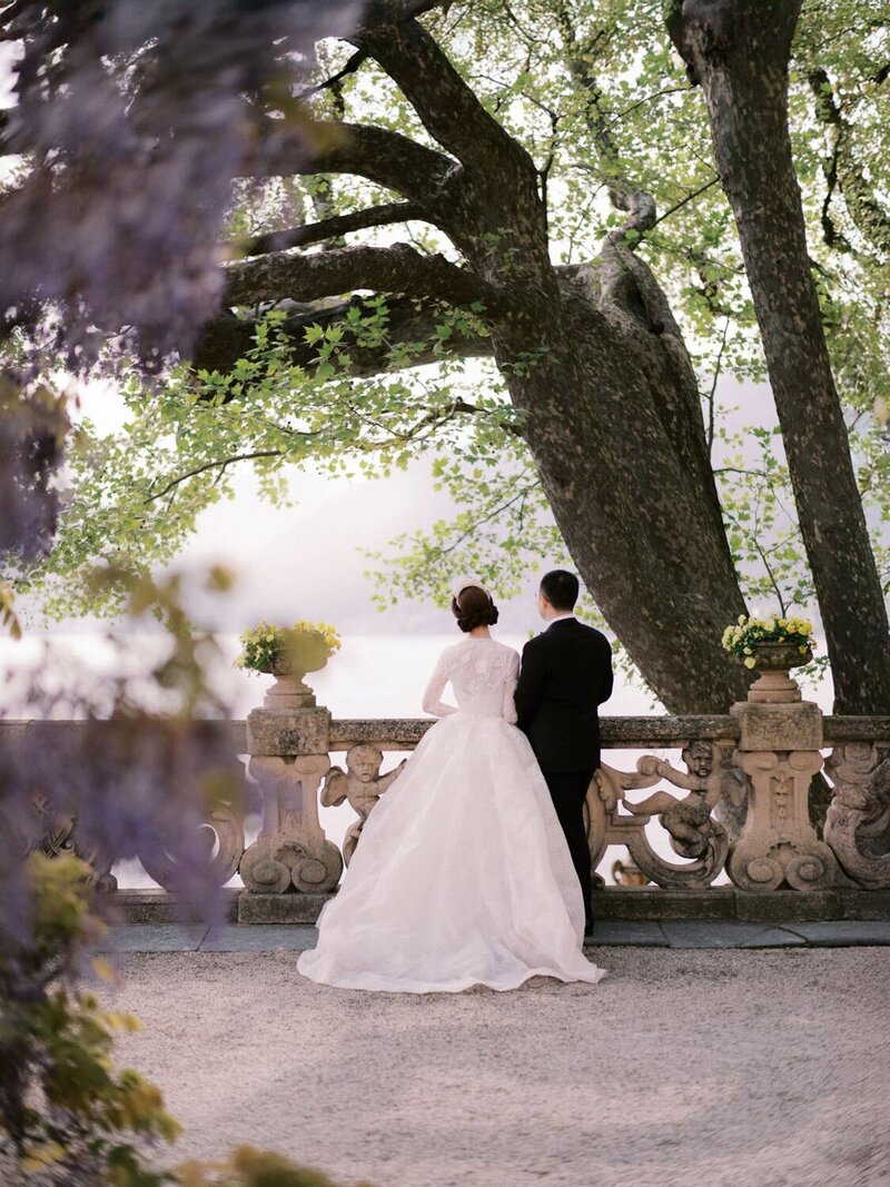  Bridal portrait during a villa del Balbianello wedding, in front of iconic Star Wars filming location by luxury destination wedding photographer Andreas K. Georgiou  