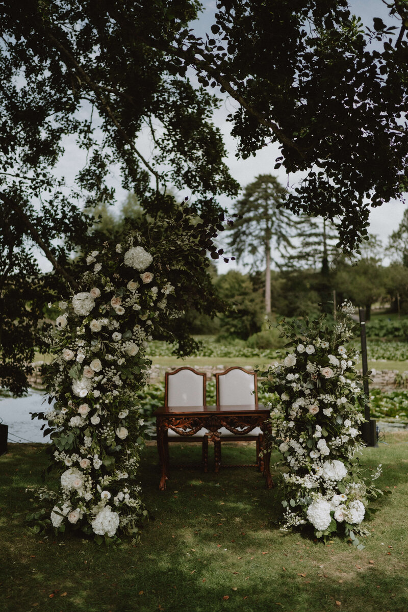 Ceremony arch for an outdoor ceremony at Brinsop Court
